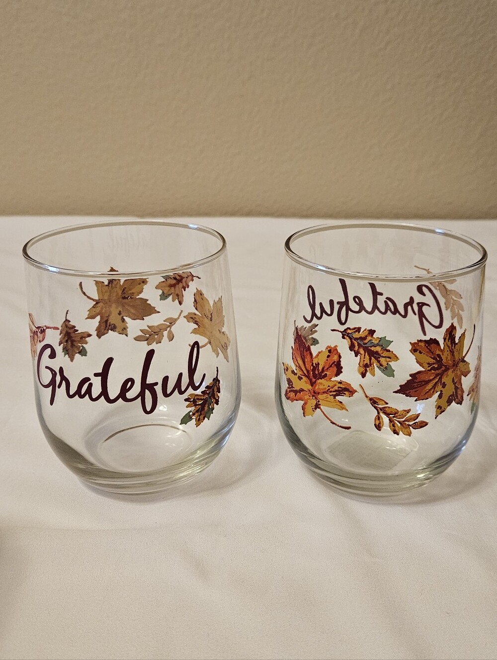 “Grateful” Fall Glass Cup Set NEW | 16.8 oz